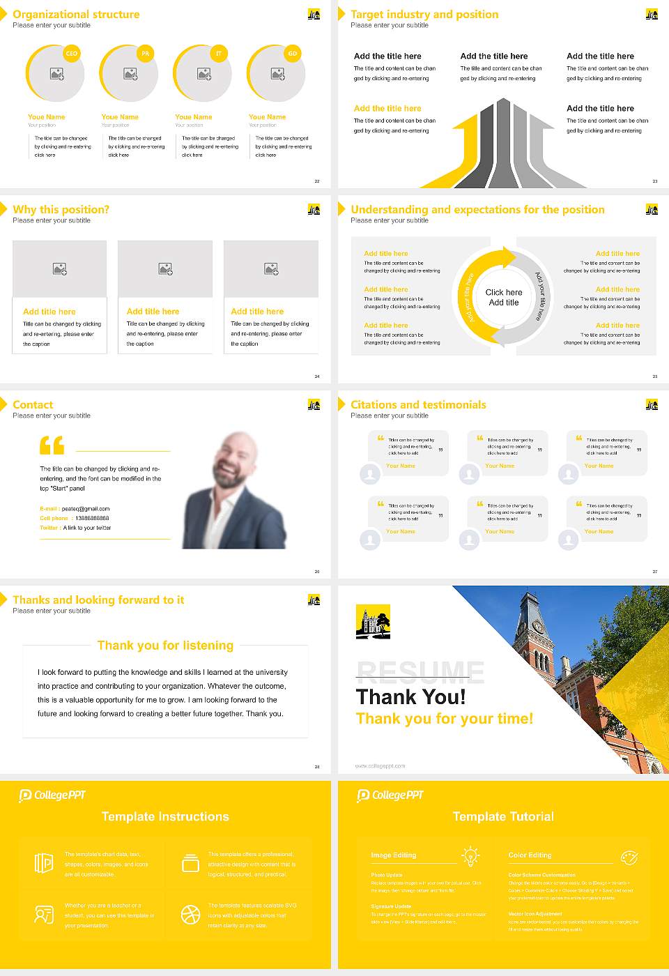 Depauw University Resume PPT Template16:9 ratio PPT effect preview image4