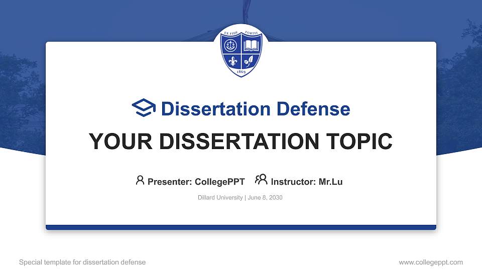 Dillard University Graduation Thesis Defense PPT Template16:9 ratio PPT effect preview image