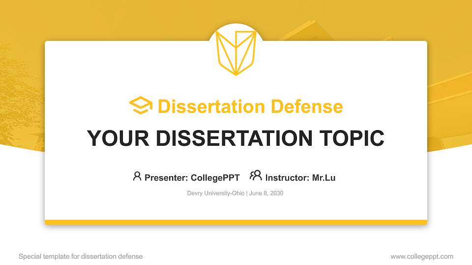 Devry University-Ohio Graduation Thesis Defense PPT Template16:9 ratio PPT effect preview image