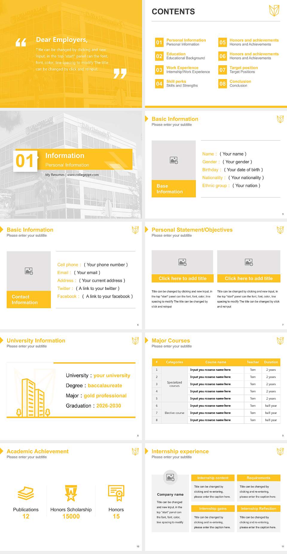 Devry University-Florida Resume PPT Template4:3 ratio PPT effect preview image2