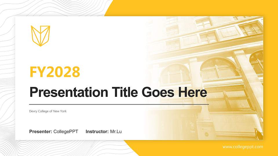 Devry College of New York Academic Presentation/Research Findings Report PPT Template16:9 ratio PPT effect preview image