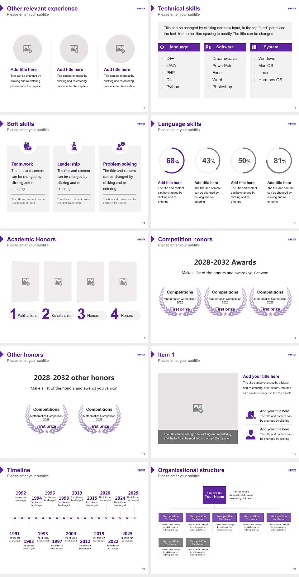Hunter College Resume PPT Template4:3 ratio PPT effect preview image3