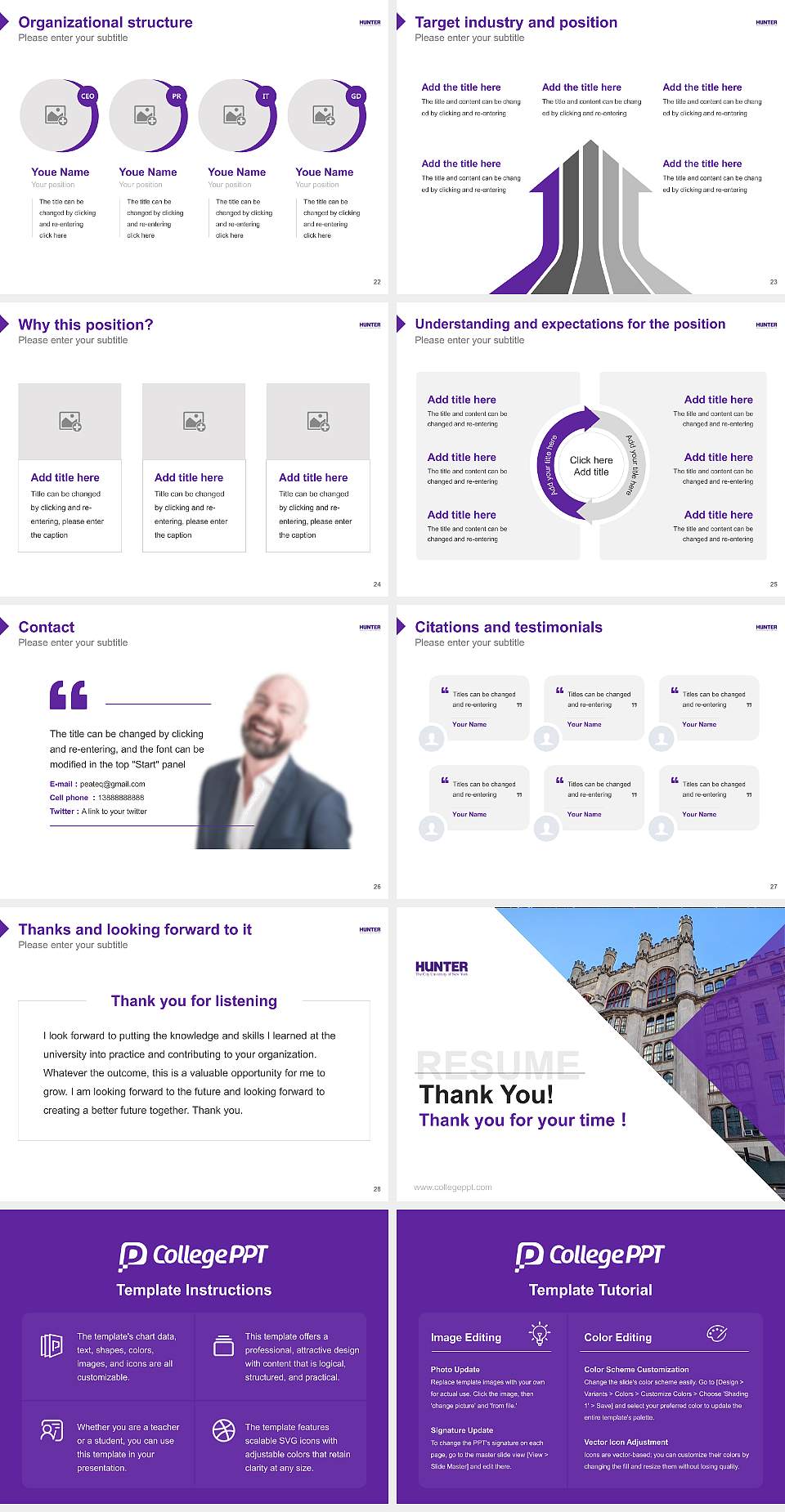Hunter College Resume PPT Template4:3 ratio PPT effect preview image4