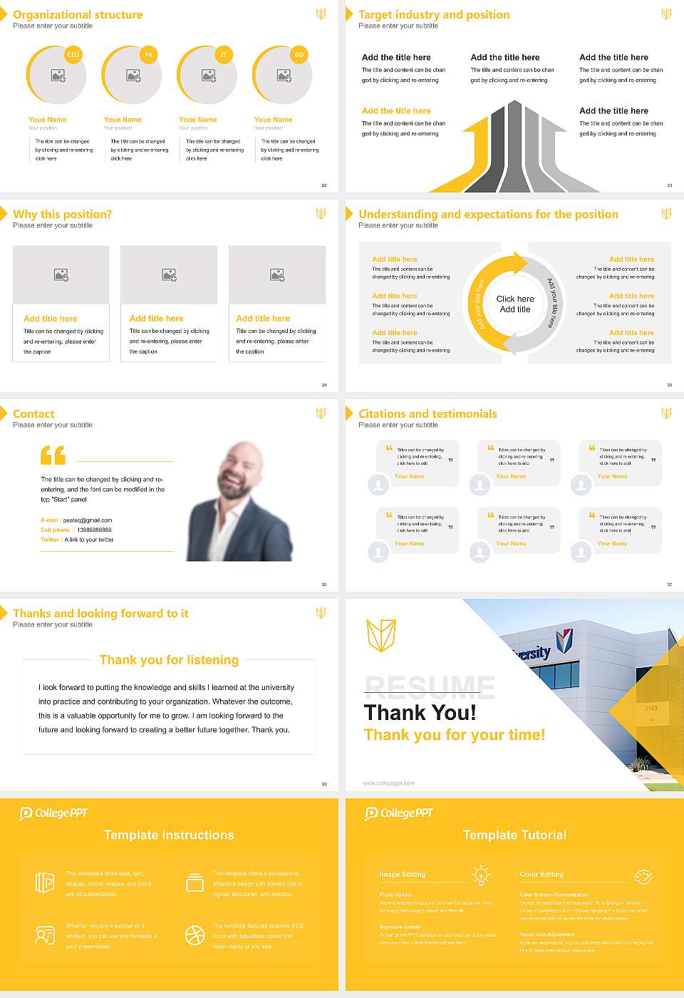 Devry University-Arizona Resume PPT Template16:9 ratio PPT effect preview image4