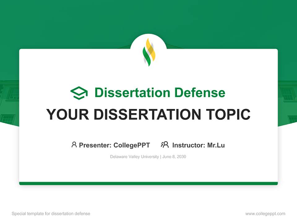 Delaware Valley University Graduation Thesis Defense PPT Template4:3 ratio PPT effect preview image7