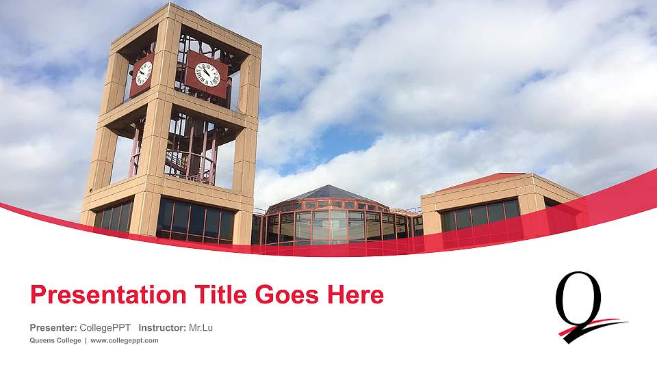 Queens College Course/Courseware Creation PPT Template16:9 ratio PPT effect preview image