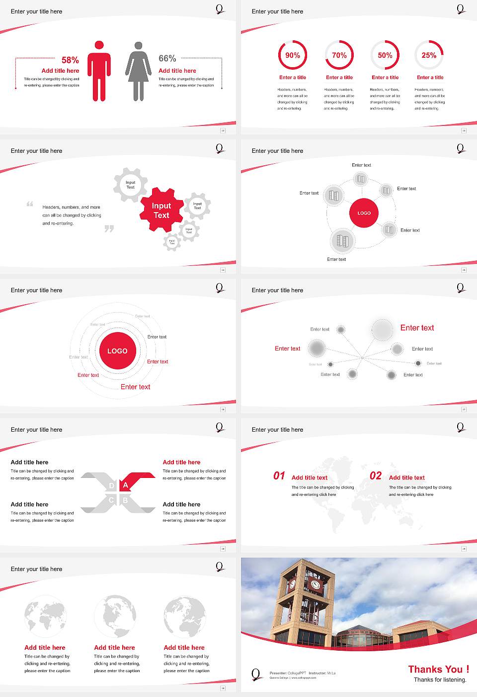 Queens College Course/Courseware Creation PPT Template16:9 ratio PPT effect preview image4