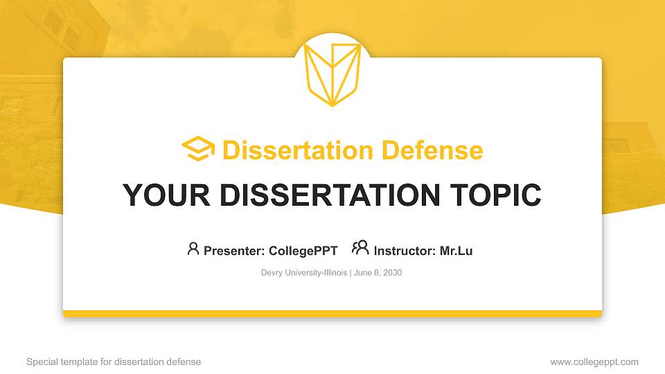 Devry University-Illinois Graduation Thesis Defense PPT Template16:9 ratio PPT effect preview image