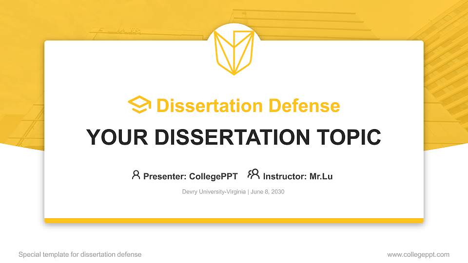Devry University-Virginia Graduation Thesis Defense PPT Template16:9 ratio PPT effect preview image
