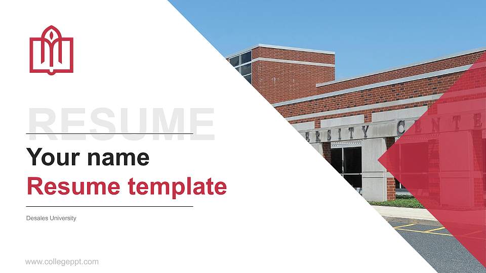 Desales University Resume PPT Template16:9 ratio PPT effect preview image