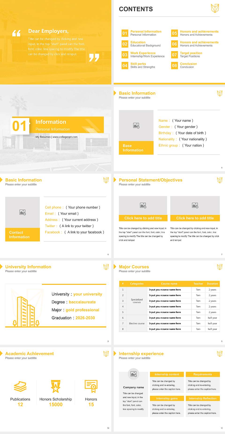 Devry University-Nevada Resume PPT Template4:3 ratio PPT effect preview image2