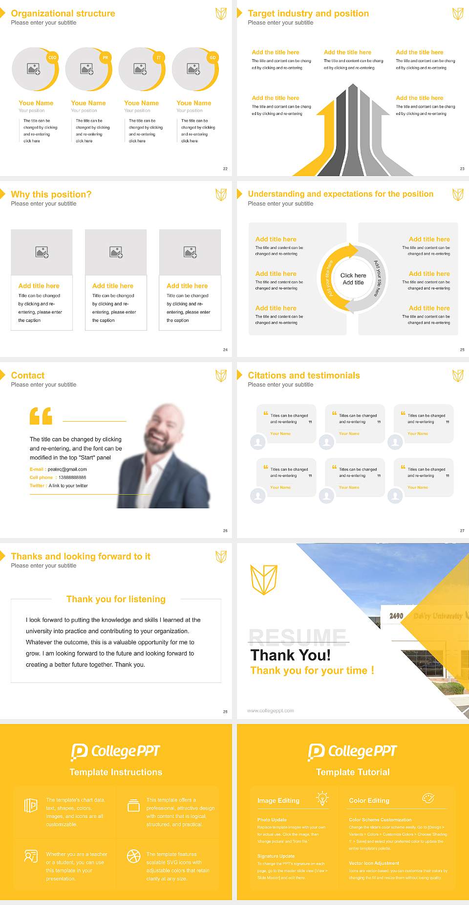 Devry University-Nevada Resume PPT Template4:3 ratio PPT effect preview image4