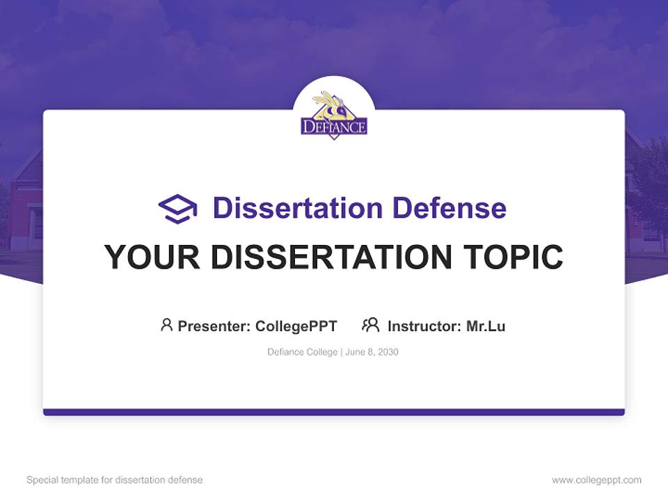 Defiance College Graduation Thesis Defense PPT Template4:3 ratio PPT effect preview image7