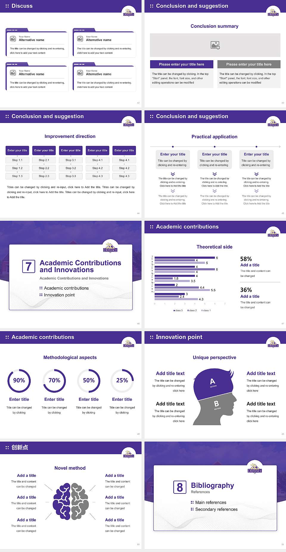 Defiance College Graduation Thesis Defense PPT Template4:3 ratio PPT effect preview image6