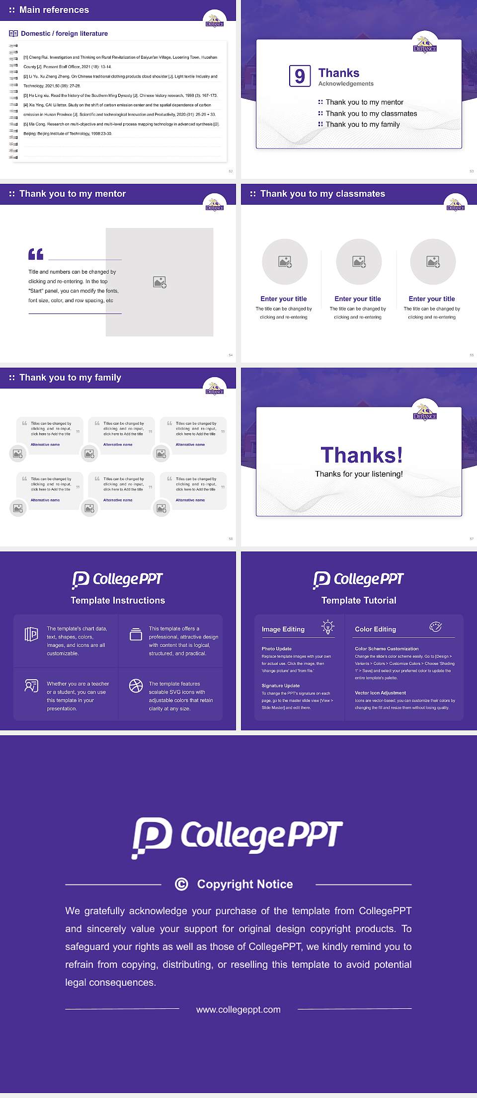 Defiance College Graduation Thesis Defense PPT Template4:3 ratio PPT effect preview image7