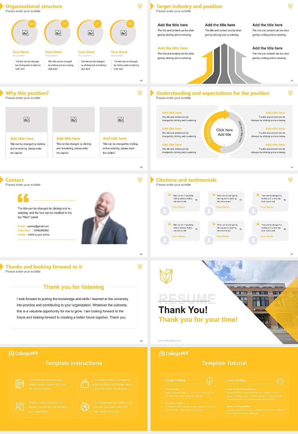 Devry University-Illinois Resume PPT Template16:9 ratio PPT effect preview image4