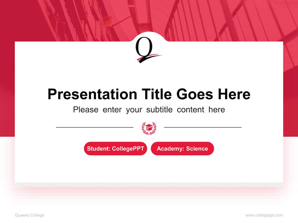 Queens College National Scholarship Defense PPT Template4:3 ratio PPT effect preview image4