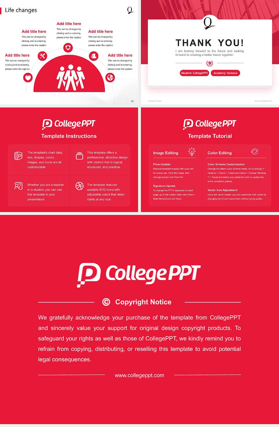 Queens College National Scholarship Defense PPT Template4:3 ratio PPT effect preview image4