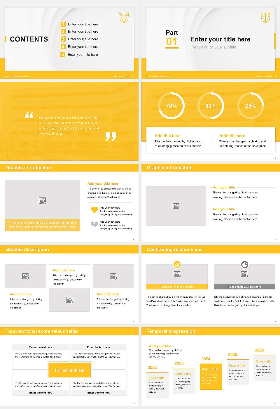 Devry University-New Jersey Thesis Proposal/Graduation Defense PPT Template16:9 ratio PPT effect preview image2