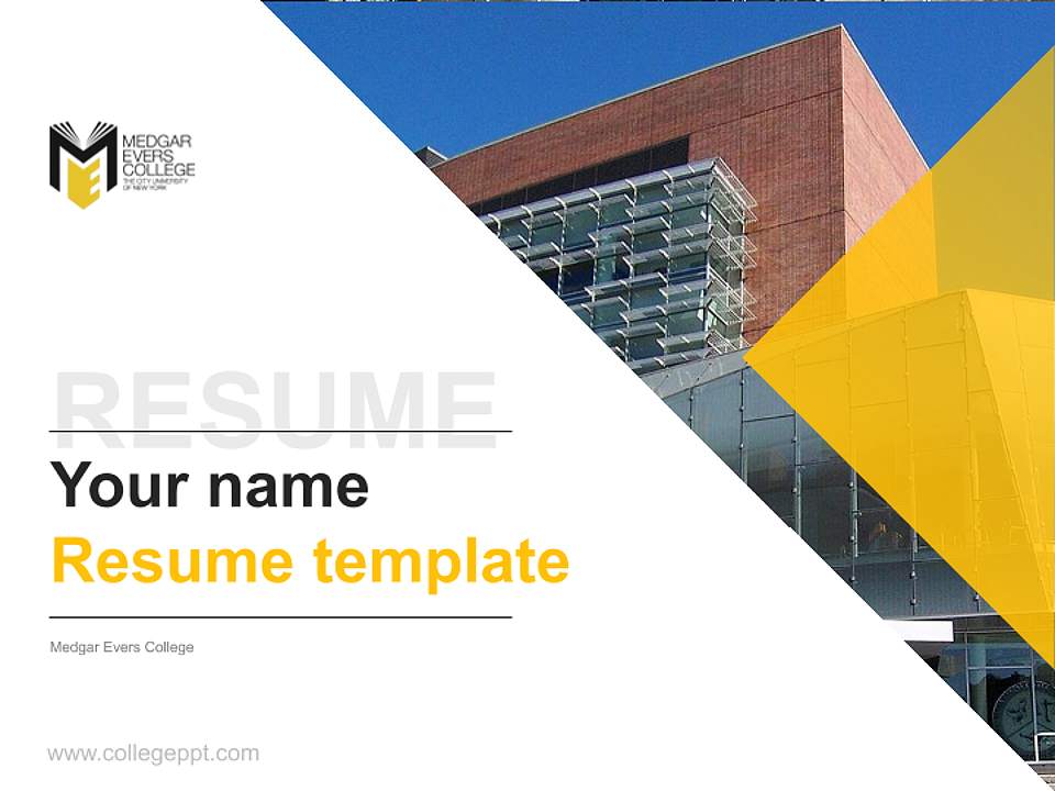 Medgar Evers College Resume PPT Template4:3 ratio PPT effect preview image5