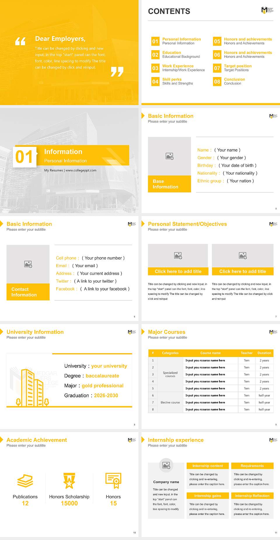 Medgar Evers College Resume PPT Template4:3 ratio PPT effect preview image2