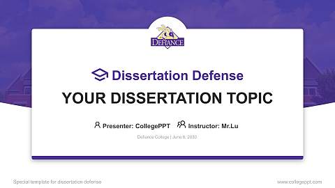 Defiance College Graduation Thesis Defense PPT Template