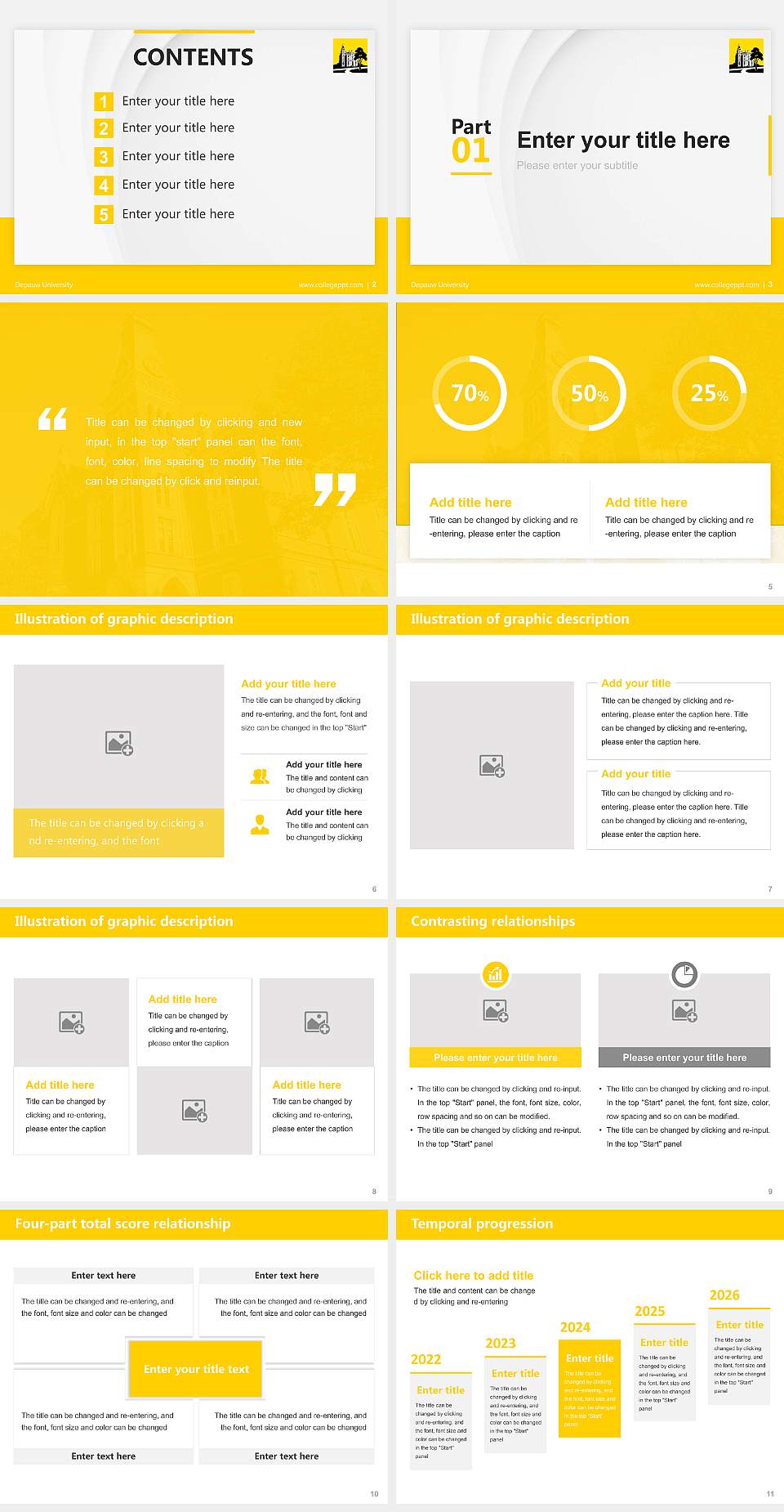 Depauw University Thesis Proposal/Graduation Defense PPT Template4:3 ratio PPT effect preview image2