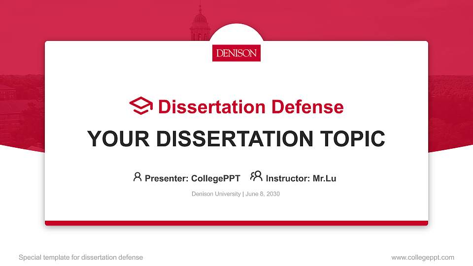 Denison University Graduation Thesis Defense PPT Template16:9 ratio PPT effect preview image