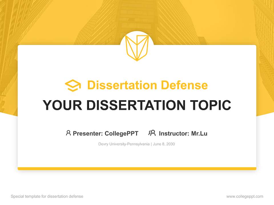 Devry University-Pennsylvania Graduation Thesis Defense PPT Template4:3 ratio PPT effect preview image7