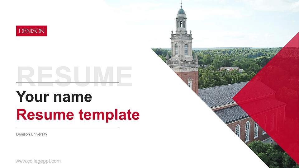 Denison University Resume PPT Template16:9 ratio PPT effect preview image