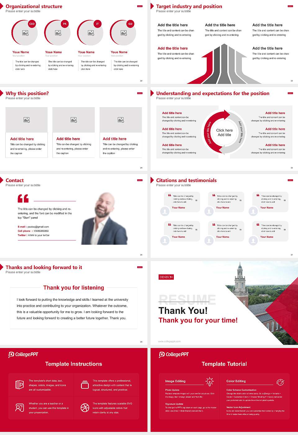 Denison University Resume PPT Template16:9 ratio PPT effect preview image4