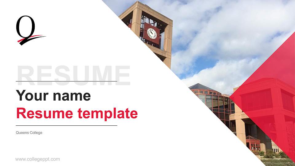 Queens College Resume PPT Template16:9 ratio PPT effect preview image1