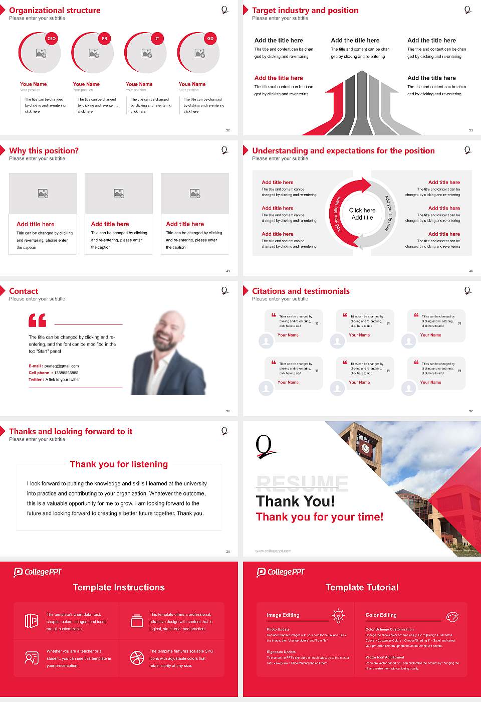 Queens College Resume PPT Template16:9 ratio PPT effect preview image4