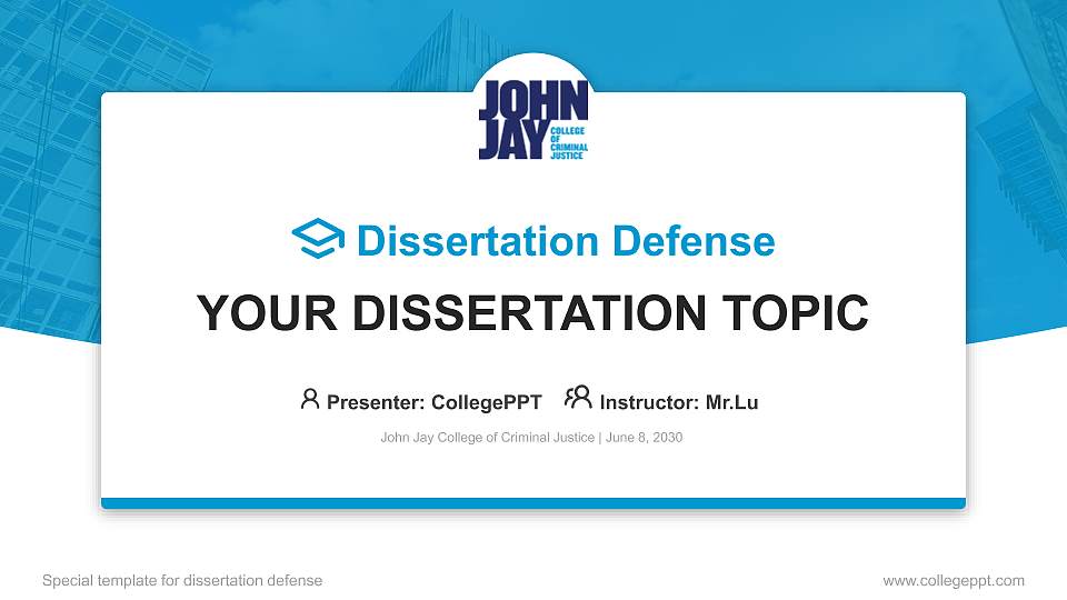 John Jay College of Criminal Justice Graduation Thesis Defense PPT Template16:9 ratio PPT effect preview image
