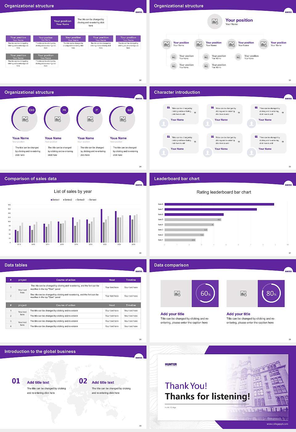 Hunter College Academic Presentation/Research Findings Report PPT Template16:9 ratio PPT effect preview image4
