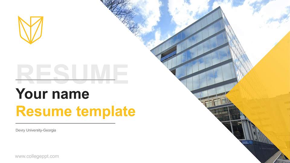 Devry University-Georgia Resume PPT Template16:9 ratio PPT effect preview image
