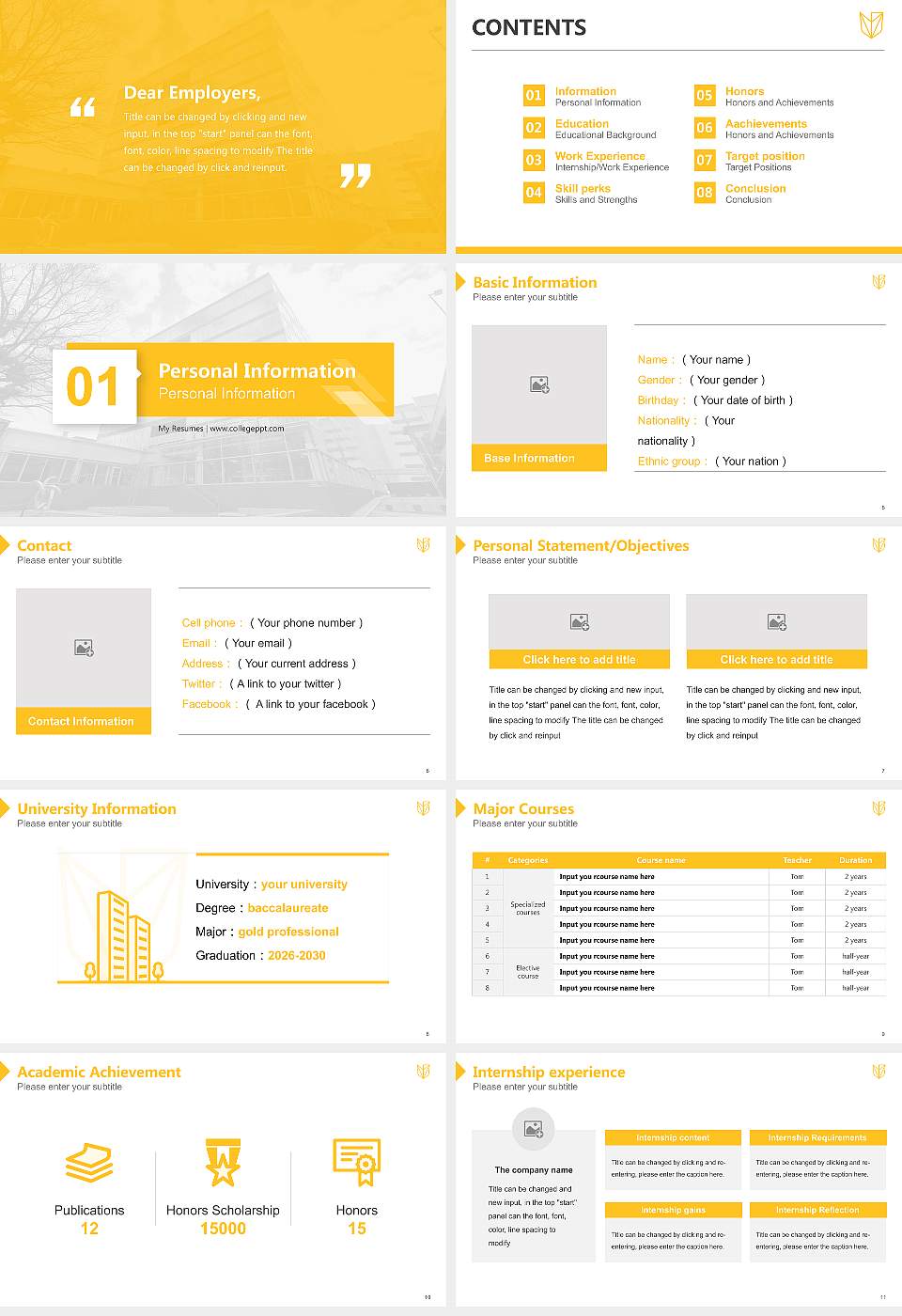 Devry University-Georgia Resume PPT Template16:9 ratio PPT effect preview image2