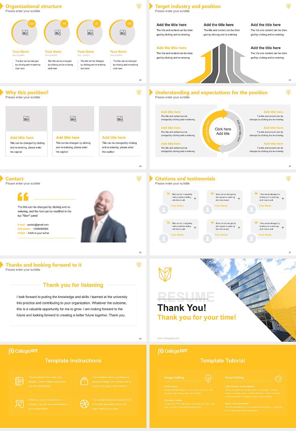 Devry University-Georgia Resume PPT Template16:9 ratio PPT effect preview image4