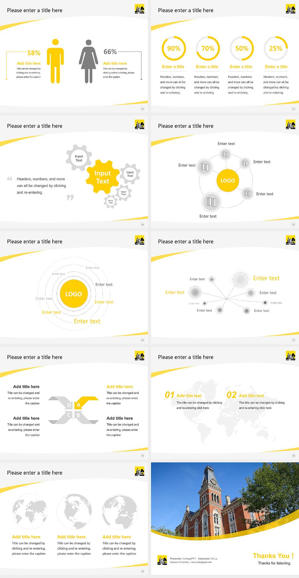 Depauw University Course/Courseware Creation PPT Template4:3 ratio PPT effect preview image4