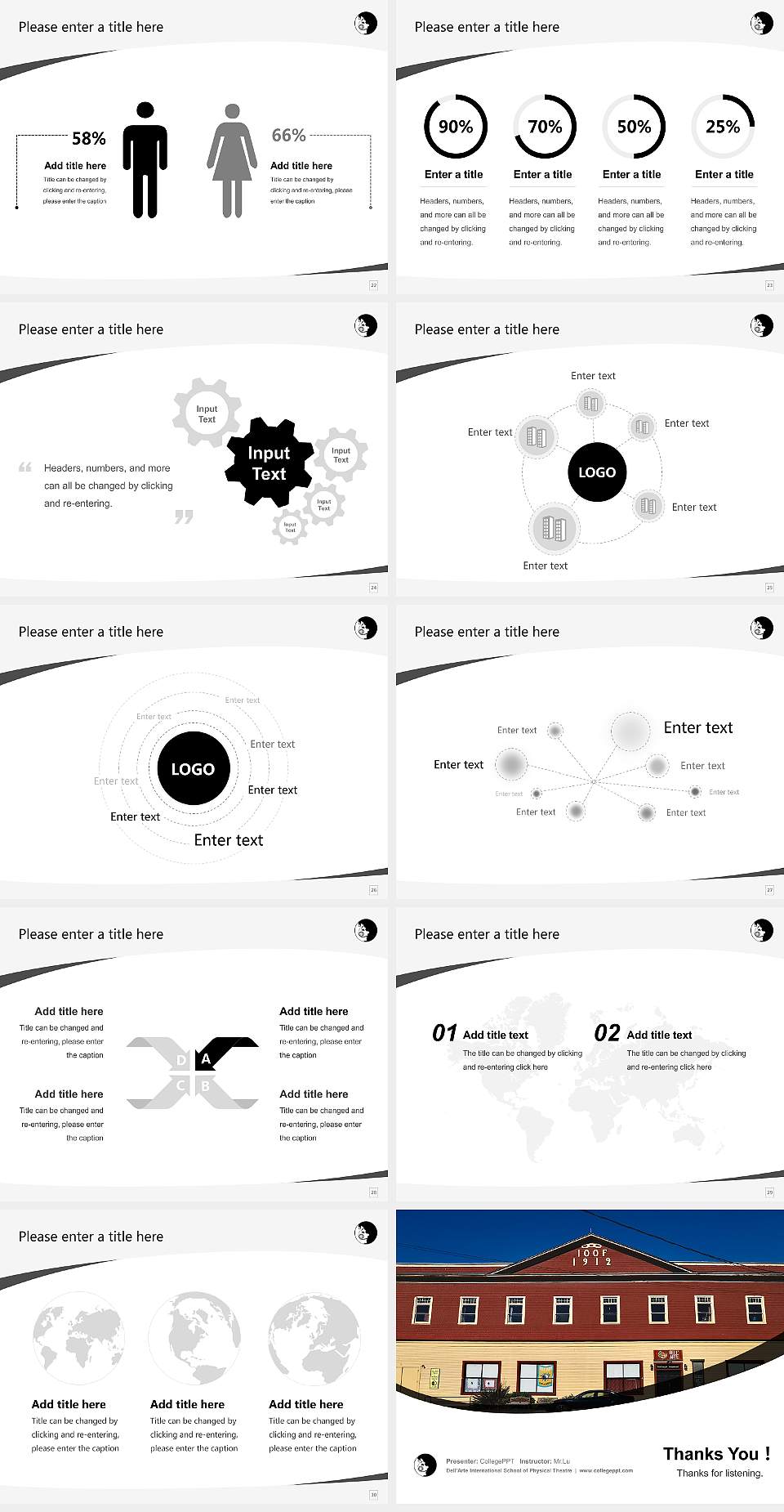 Dell’Arte International School of Physical Theatre Course/Courseware Creation PPT Template4:3 ratio PPT effect preview image4