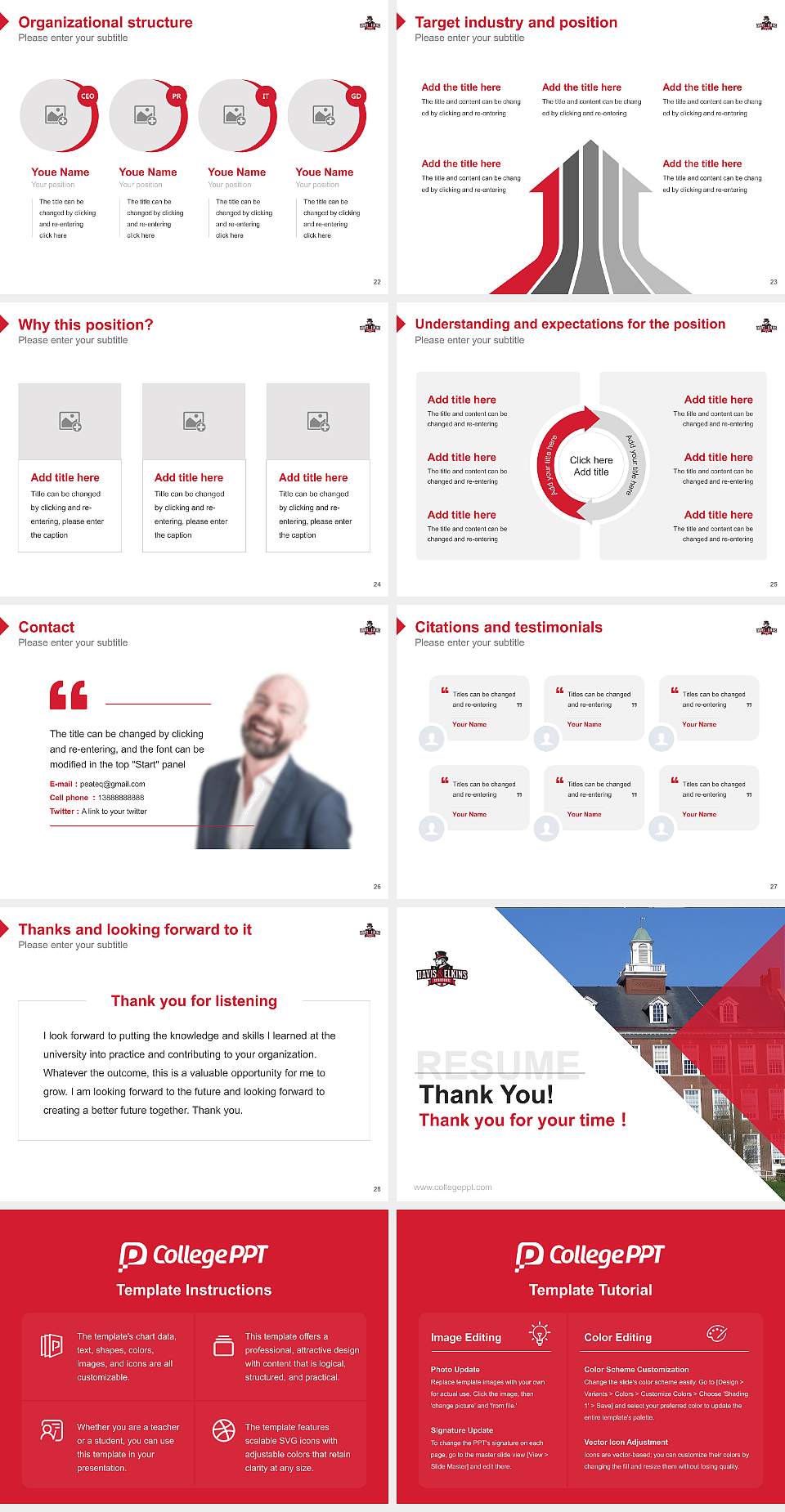 Davis & Elkins College Resume PPT Template4:3 ratio PPT effect preview image4