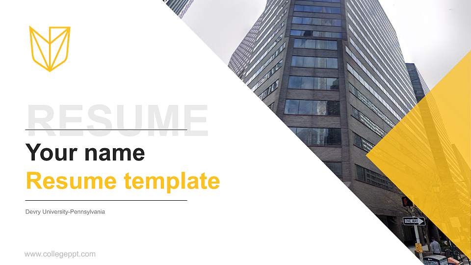 Devry University-Pennsylvania Resume PPT Template16:9 ratio PPT effect preview image