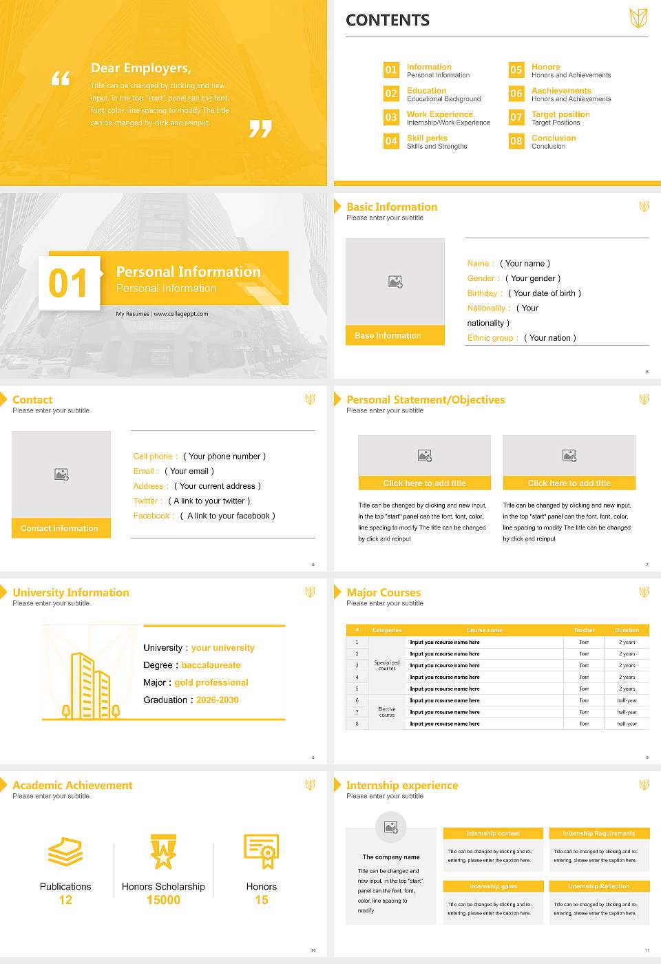 Devry University-Pennsylvania Resume PPT Template16:9 ratio PPT effect preview image2