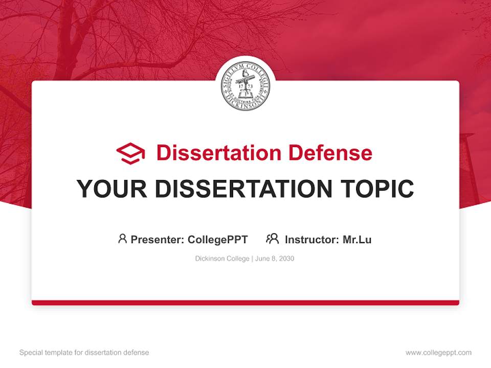 Dickinson College Graduation Thesis Defense PPT Template4:3 ratio PPT effect preview image7