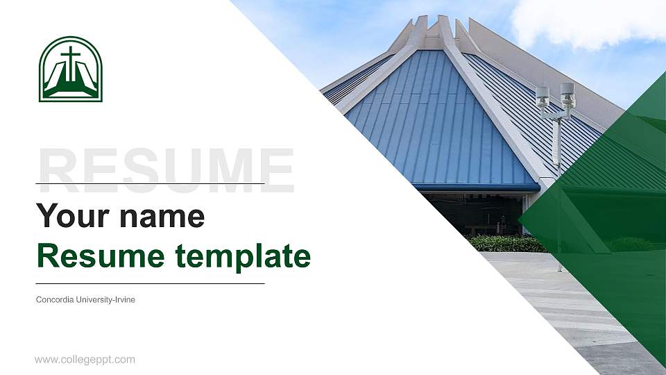Concordia University-Irvine Resume PPT Template16:9 ratio PPT effect preview image