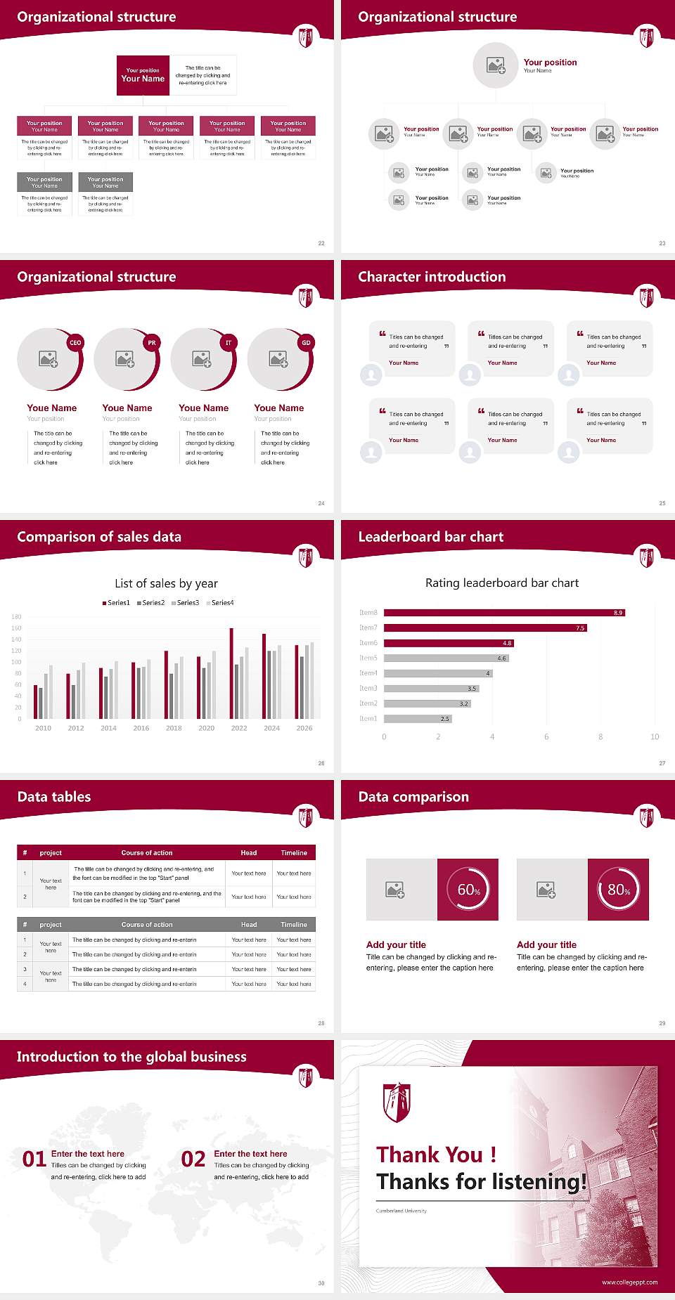 Cumberland University Academic Presentation/Research Findings Report PPT Template4:3 ratio PPT effect preview image4