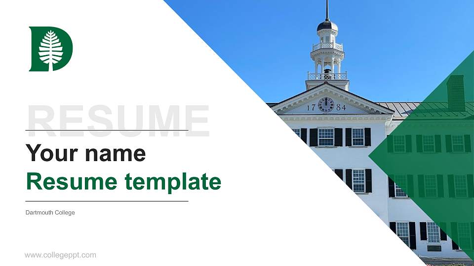 Dartmouth College Resume PPT Template16:9 ratio PPT effect preview image