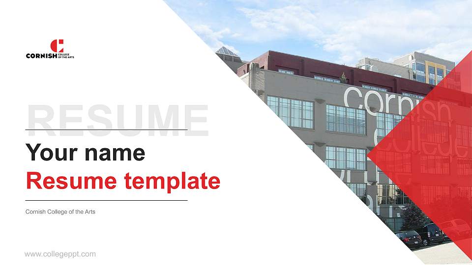 Cornish College of the Arts Resume PPT Template16:9 ratio PPT effect preview image