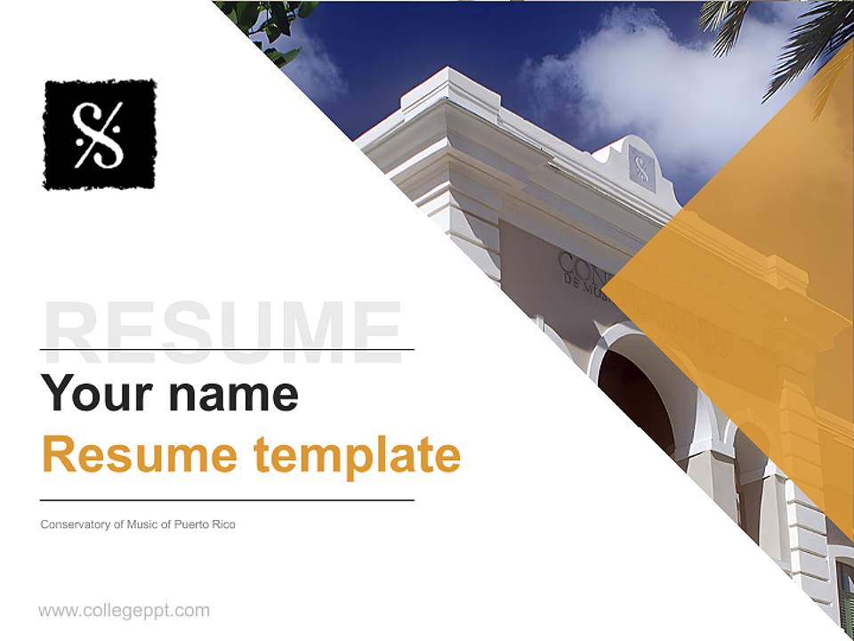 Conservatory of Music of Puerto Rico Resume PPT Template4:3 ratio PPT effect preview image5