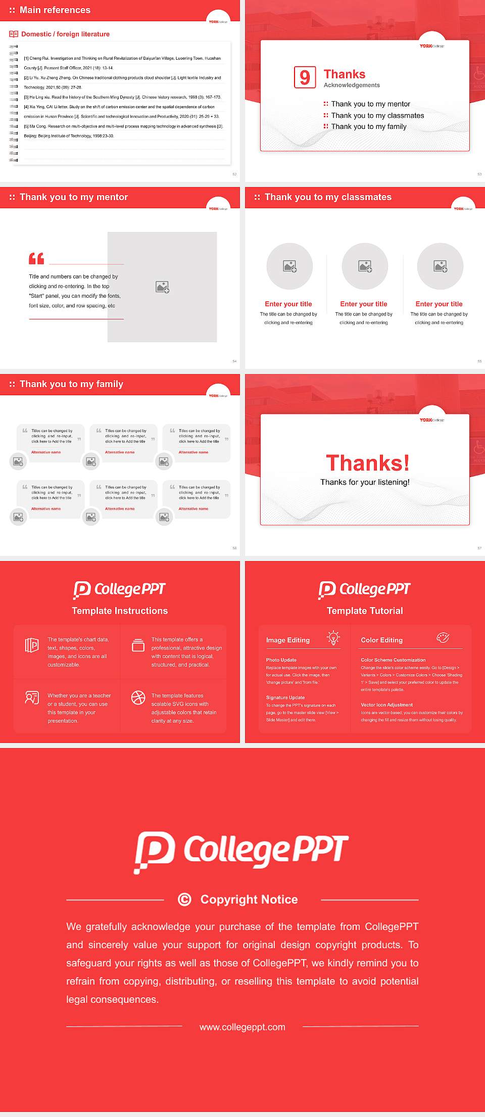 Cuny York College Graduation Thesis Defense PPT Template4:3 ratio PPT effect preview image7